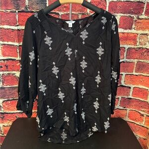 Preowned Sonoma Black & White Women's Top Size M Item #PHK6449 3/4 Sleeve
